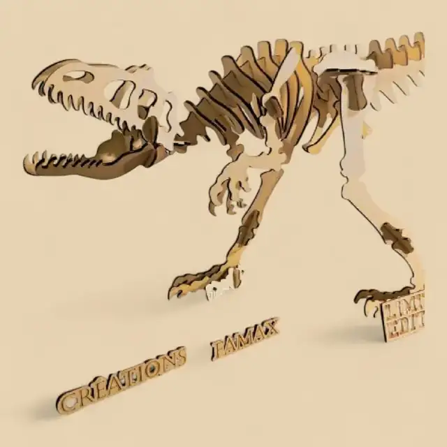 Animal Dinosaure T-Rex Squelette Bois - création artisanale CREAFAMAX