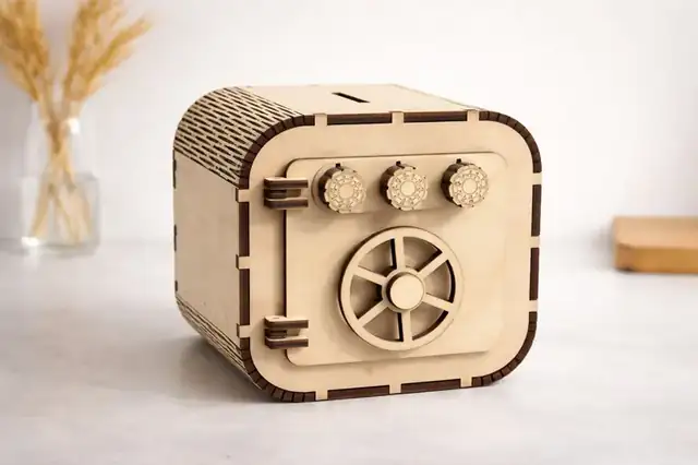 Boîte Coffre Fort Bois - création artisanale CREAFAMAX