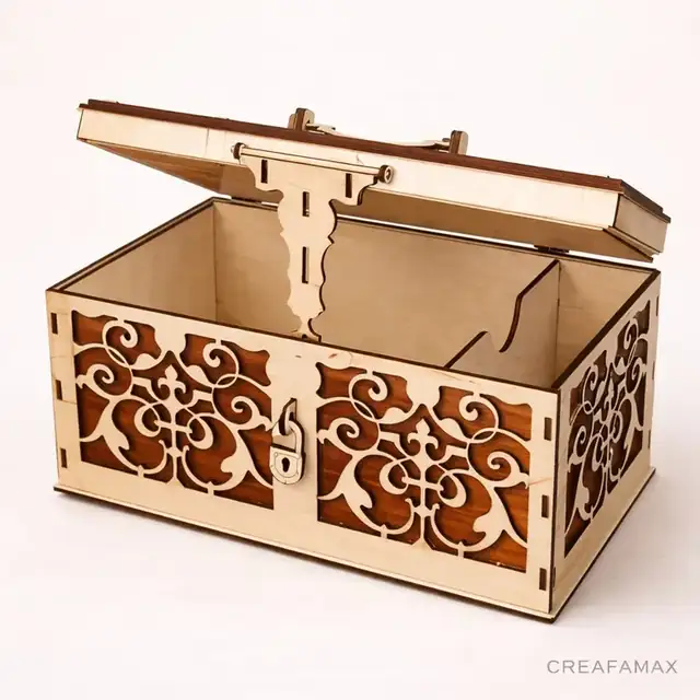 Boîte Couvercle Serrure Bois - création artisanale CREAFAMAX