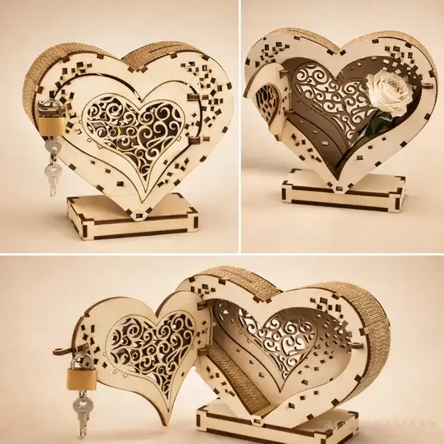 Cœurs Amour Ajoures Bois - création artisanale CREAFAMAX