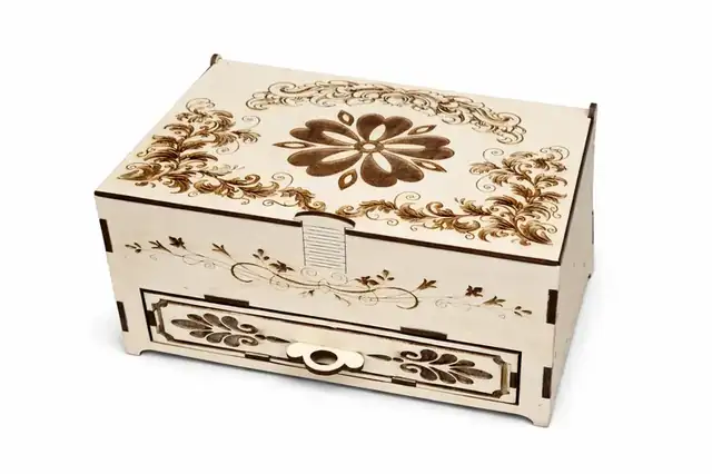 Coffret Bijoux Floral Bois - création artisanale CREAFAMAX
