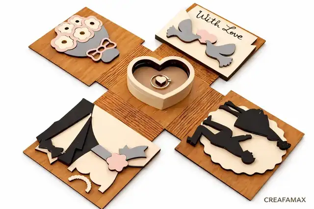 Coffret Demande Mariage Bois - création artisanale CREAFAMAX