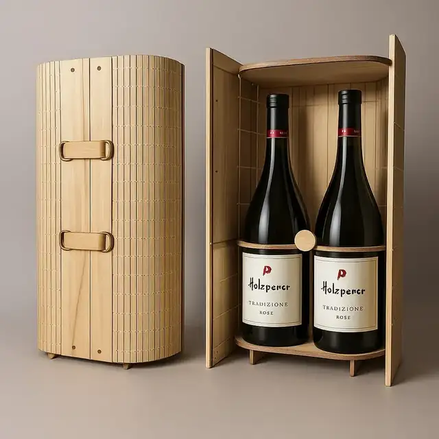 Coffret Double Bouteille Vin Bois - création artisanale CREAFAMAX
