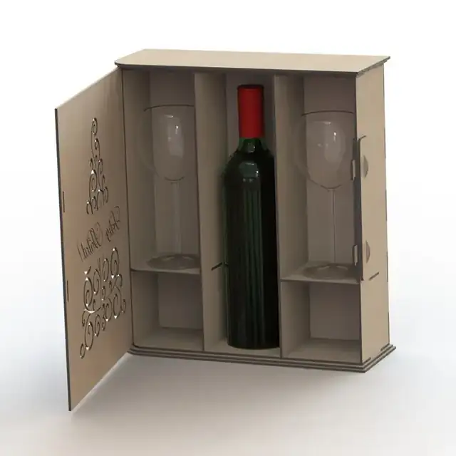 Coffret Double Vin Verres Bois - création artisanale CREAFAMAX