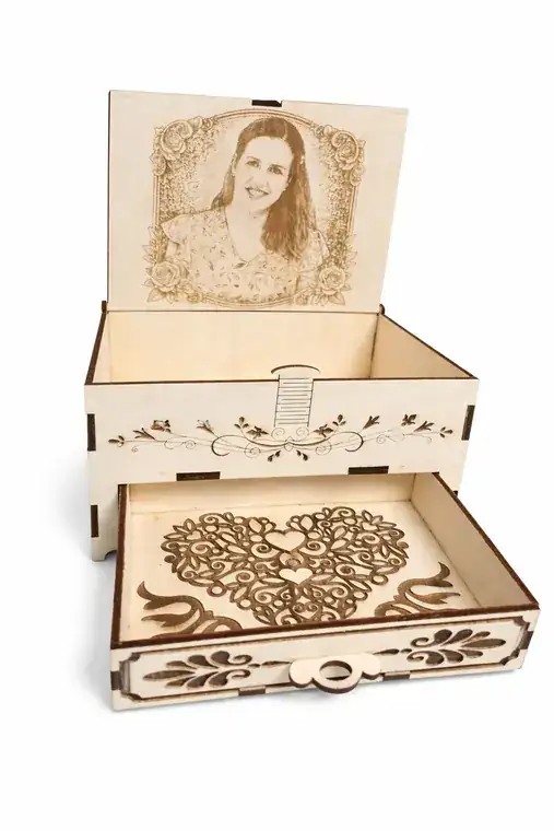 Coffret Photo Tiroir Bois - création artisanale CREAFAMAX