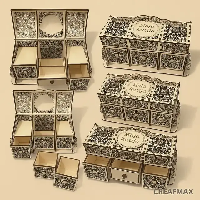 Coffrets Rangement Lot Bois - création artisanale CREAFAMAX