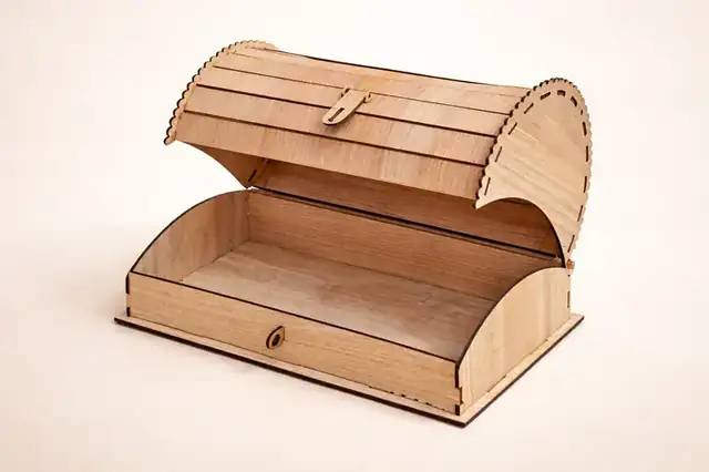 Boîte Mouchoirs Coffre Tresor Bois Vue Ouverte - création artisanale CREAFAMAX