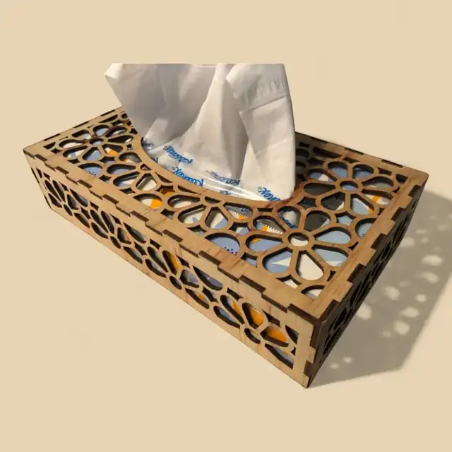 Boîte Mouchoirs Rectangle Florale Bois - création artisanale CREAFAMAX