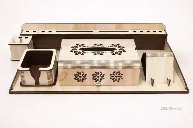 Organiseur Bureau Multifonction Bois - création artisanale CREAFAMAX