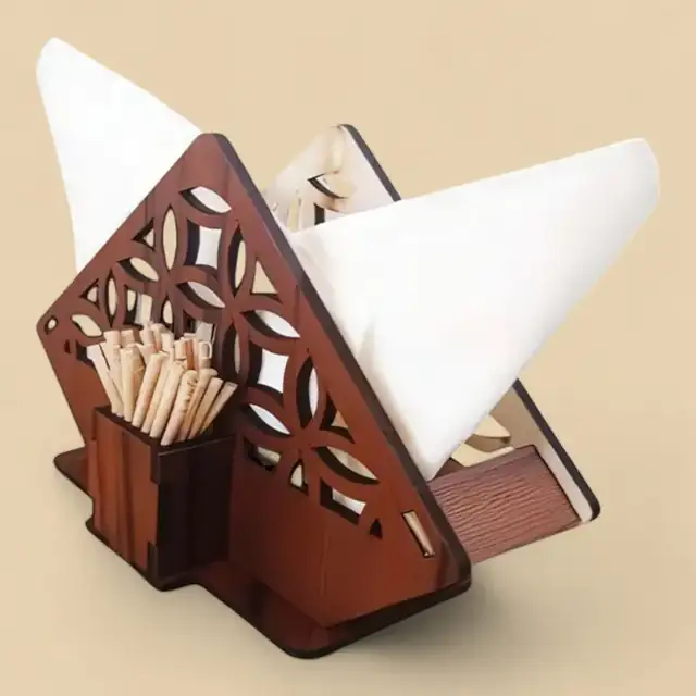 Porte Serviettes Triangle Bois Ajoure - création artisanale CREAFAMAX