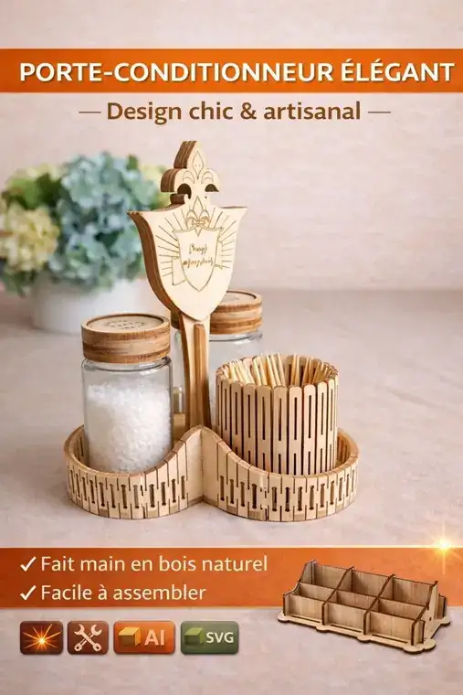 Set Saliere Poivriere Cure Dents Bois - création artisanale CREAFAMAX