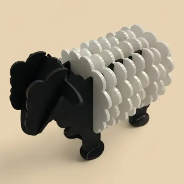 Set Sous Verres Mouton Support Bois - création artisanale CREAFAMAX