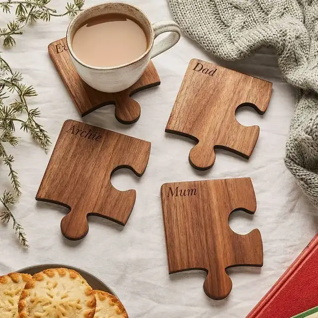 Set Sous Verres Puzzle Bois - création artisanale CREAFAMAX