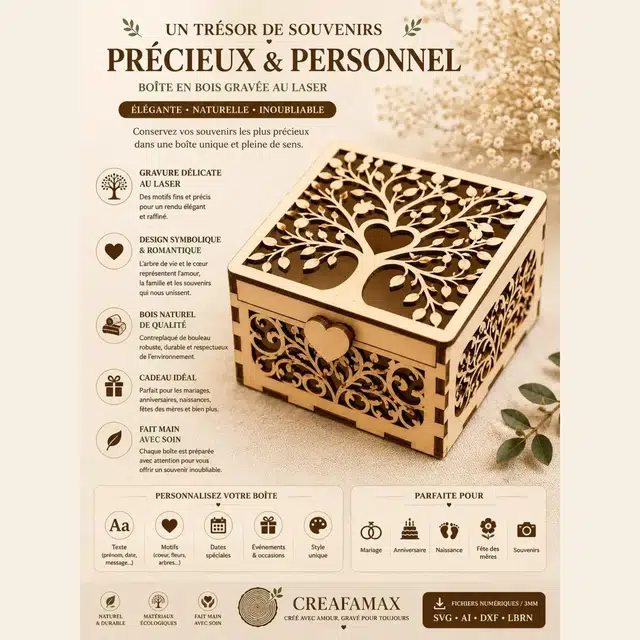 Boite Precieuse Personnalisee Bois — création artisanale CREAFAMAX