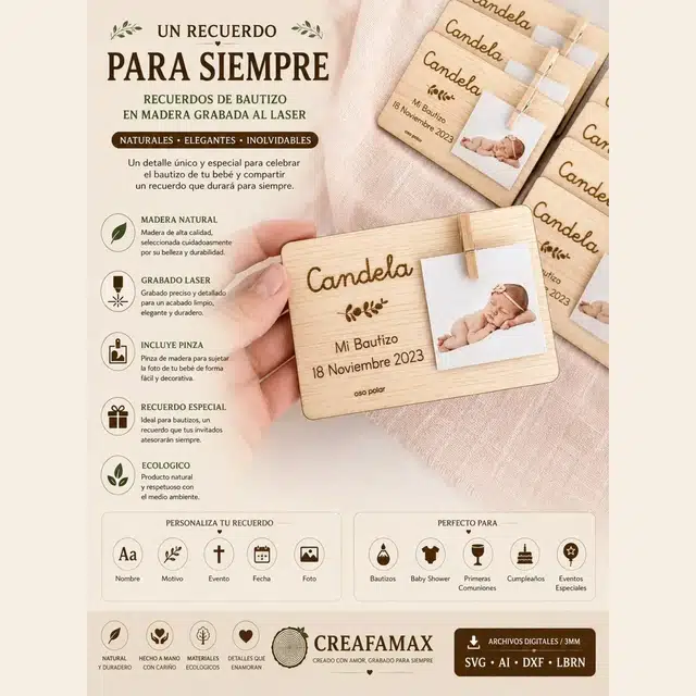 Carte Souvenir Para Sempre Bois — création artisanale CREAFAMAX