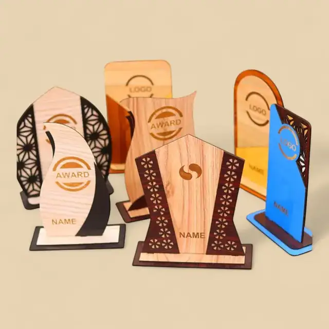 Trophee Entreprise Luxe Bois - création artisanale CREAFAMAX