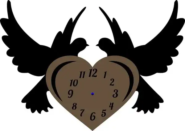 Horloge Cœur Ailes Oiseaux Bois - création artisanale CREAFAMAX