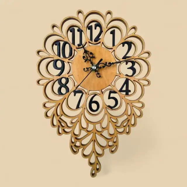 Horloge Murale Ornementale Bois - création artisanale CREAFAMAX