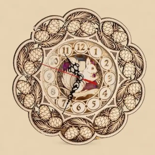 Horloge Murale Rosace Bois - création artisanale CREAFAMAX