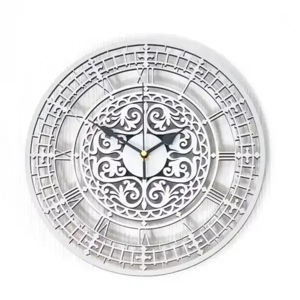 Horloge Ronde Arabesque Romaine Bois - création artisanale CREAFAMAX