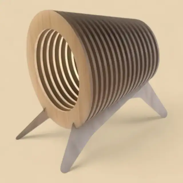 Luminaire Cylindre Horizontal Bois - création artisanale CREAFAMAX