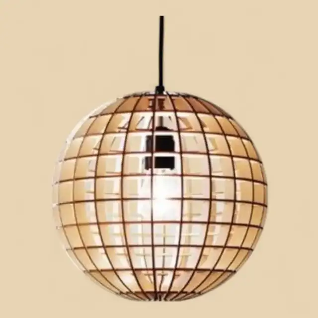 Luminaire Ellipse Sphere Bois - création artisanale CREAFAMAX