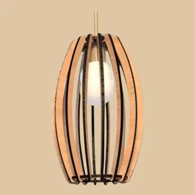 Luminaire Ovoide Bois - création artisanale CREAFAMAX