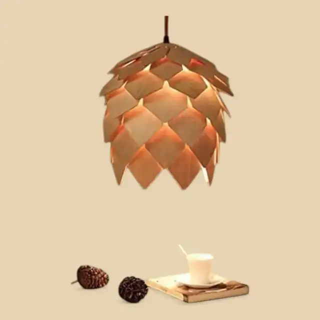Luminaire Pomme De Pin Bois - création artisanale CREAFAMAX