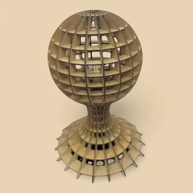 Luminaire Sphere Grille Bois - création artisanale CREAFAMAX