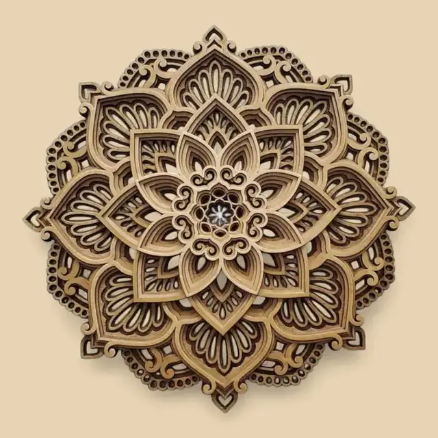 Mandala Floral 3D Bois - création artisanale CREAFAMAX