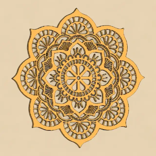 Mandala Floral Ajoure Bois - création artisanale CREAFAMAX