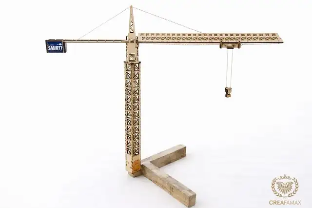 Grue Chantier Bois Maquette 3D - création artisanale CREAFAMAX