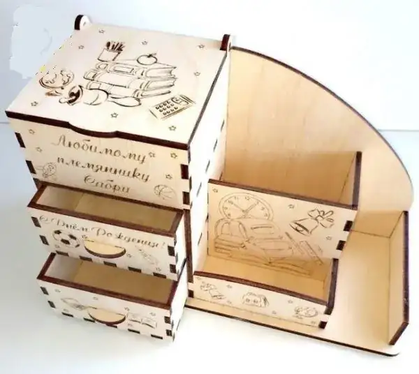 Organiseur Bureau Vintage Bois - création artisanale CREAFAMAX