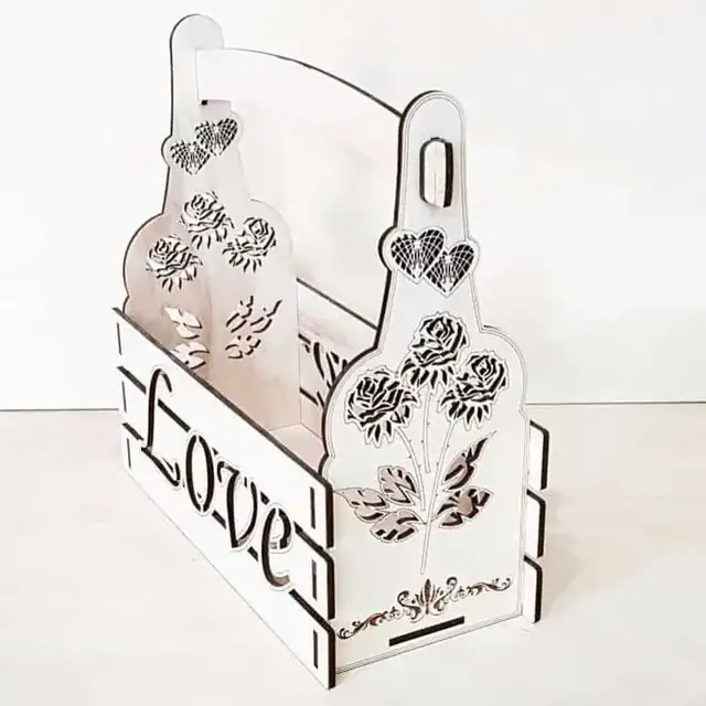 Panier Cadeau Love Bois - création artisanale CREAFAMAX