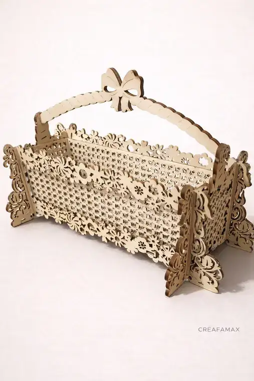 Panier Decoratif Bois - création artisanale CREAFAMAX