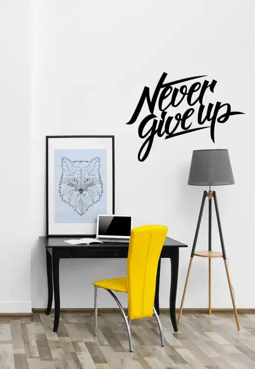 Panneau Mural Never Give Up Bois - création artisanale CREAFAMAX