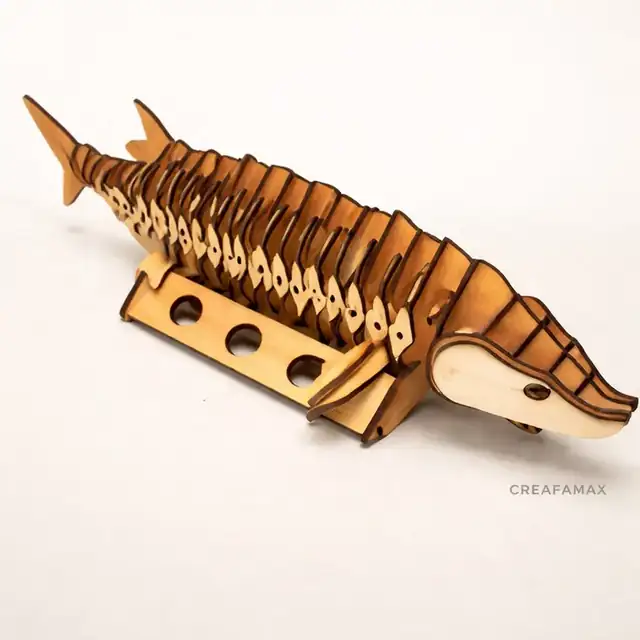 Porte Bouteille Poisson Bois - création artisanale CREAFAMAX