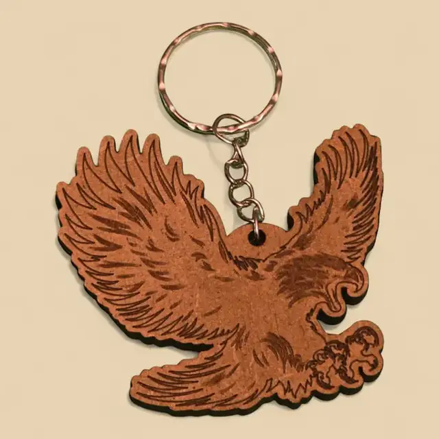 Porte Clé Aigle Bois - création artisanale CREAFAMAX