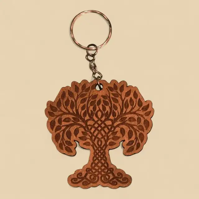 Porte Clé Arbre Bois - création artisanale CREAFAMAX