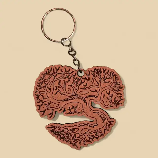 Porte Clé Arbre De Vie Bois - création artisanale CREAFAMAX