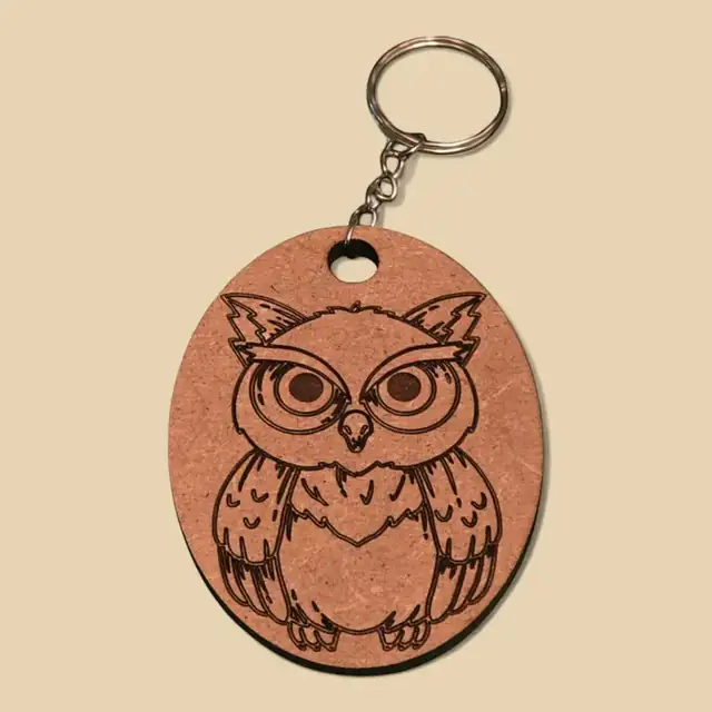 Porte Clé Hibou Bois 2 - création artisanale CREAFAMAX