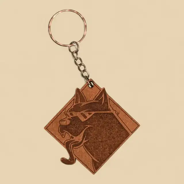 Porte Clé Losange Geometrique Bois - création artisanale CREAFAMAX