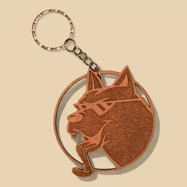 Porte Clé Loup Bois - création artisanale CREAFAMAX