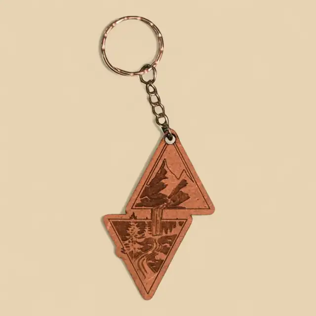Porte Clé Montagne Losange Bois - création artisanale CREAFAMAX