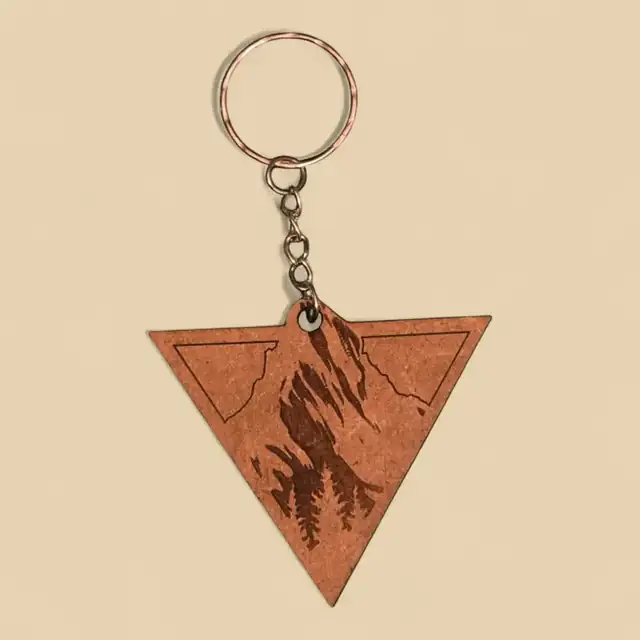 Porte Clé Montagne Triangle Bois - création artisanale CREAFAMAX