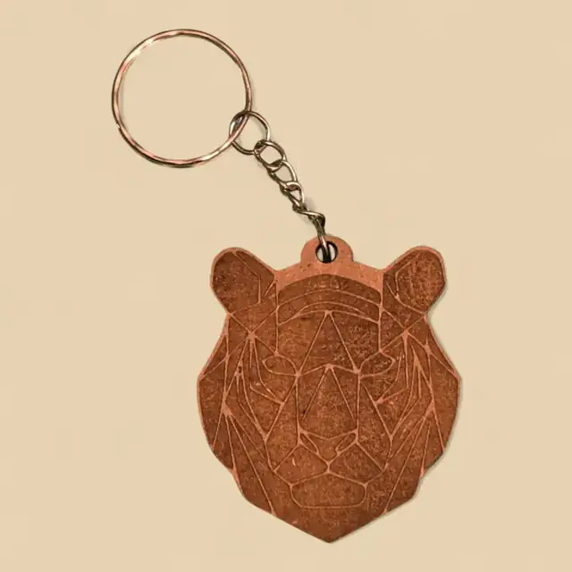 Porte Clé Ours Bois - création artisanale CREAFAMAX