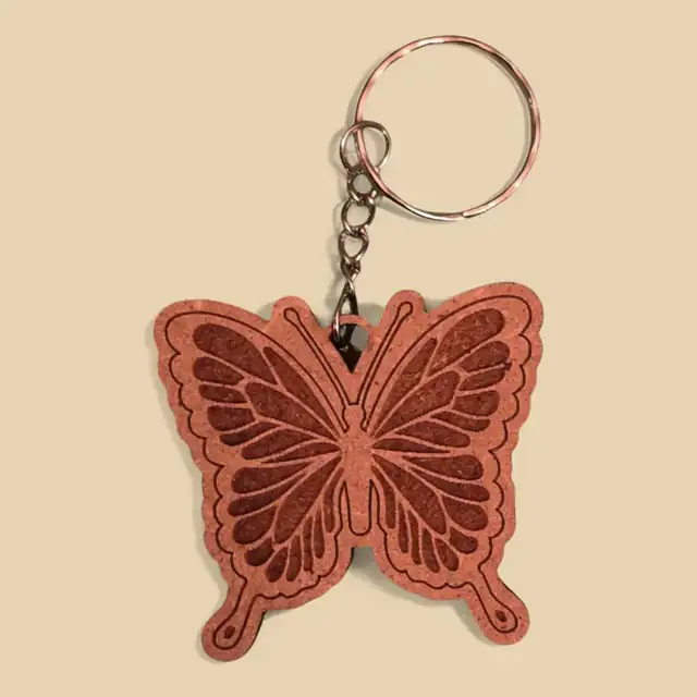 Porte Clé Papillon Bois - création artisanale CREAFAMAX