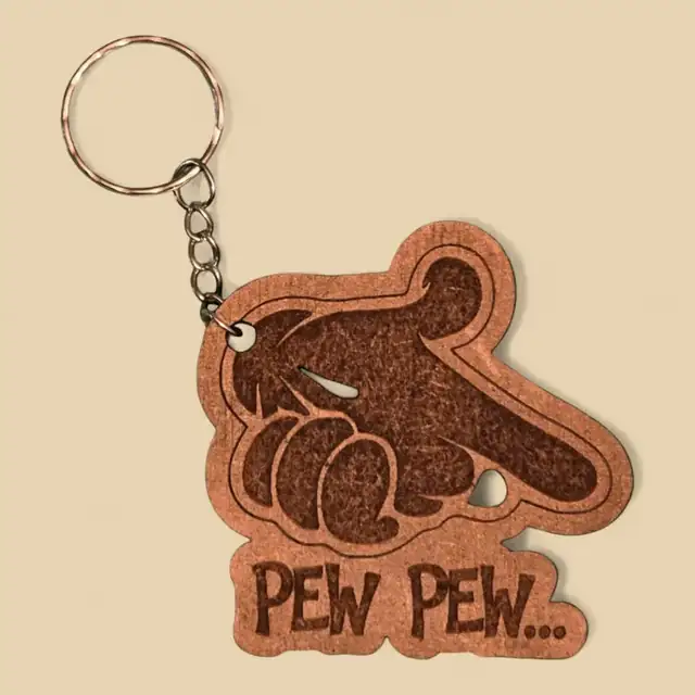 Porte Clé Pew Pew Bois - création artisanale CREAFAMAX