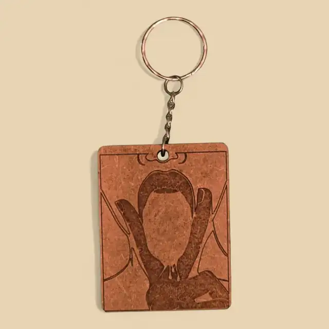 Porte Clé Rectangulaire Oiseau Bois - création artisanale CREAFAMAX