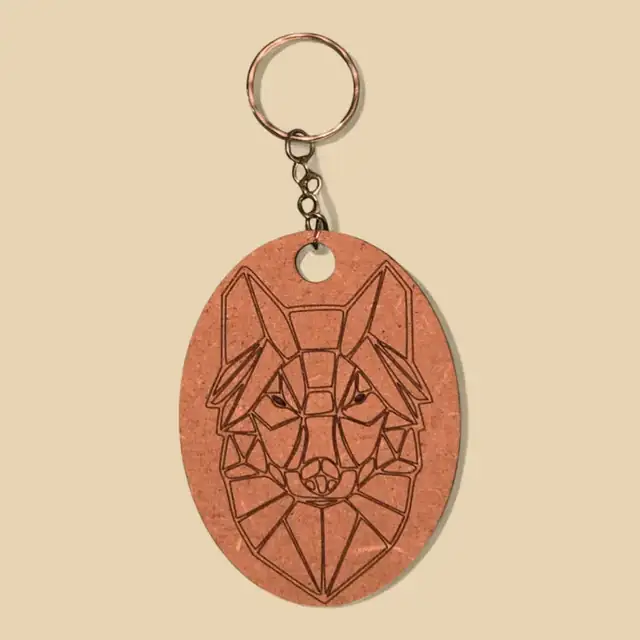 Porte Clé Renard Geometrique Bois - création artisanale CREAFAMAX